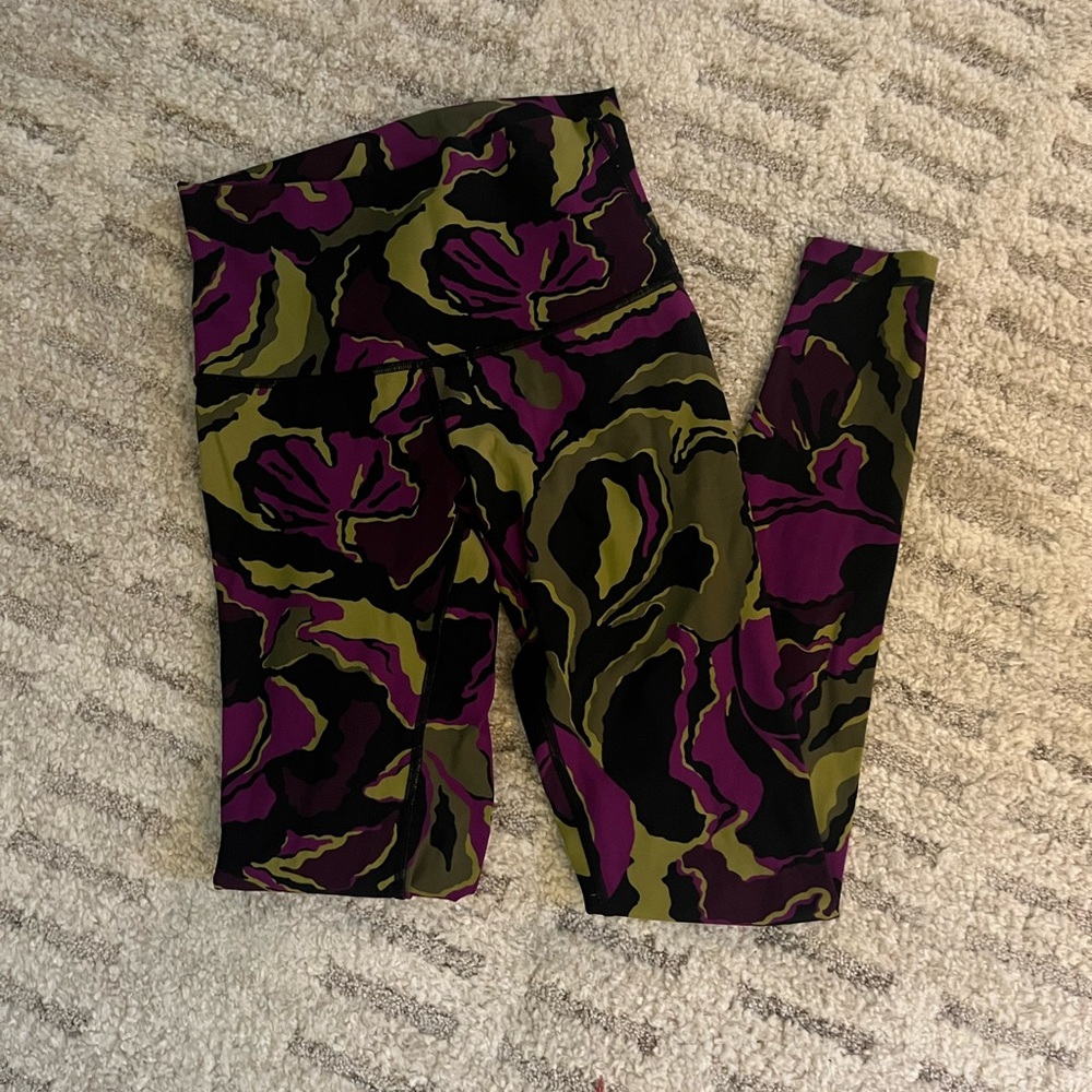 Lululemon Athletica Fun Patterned Green and Purple Leggings